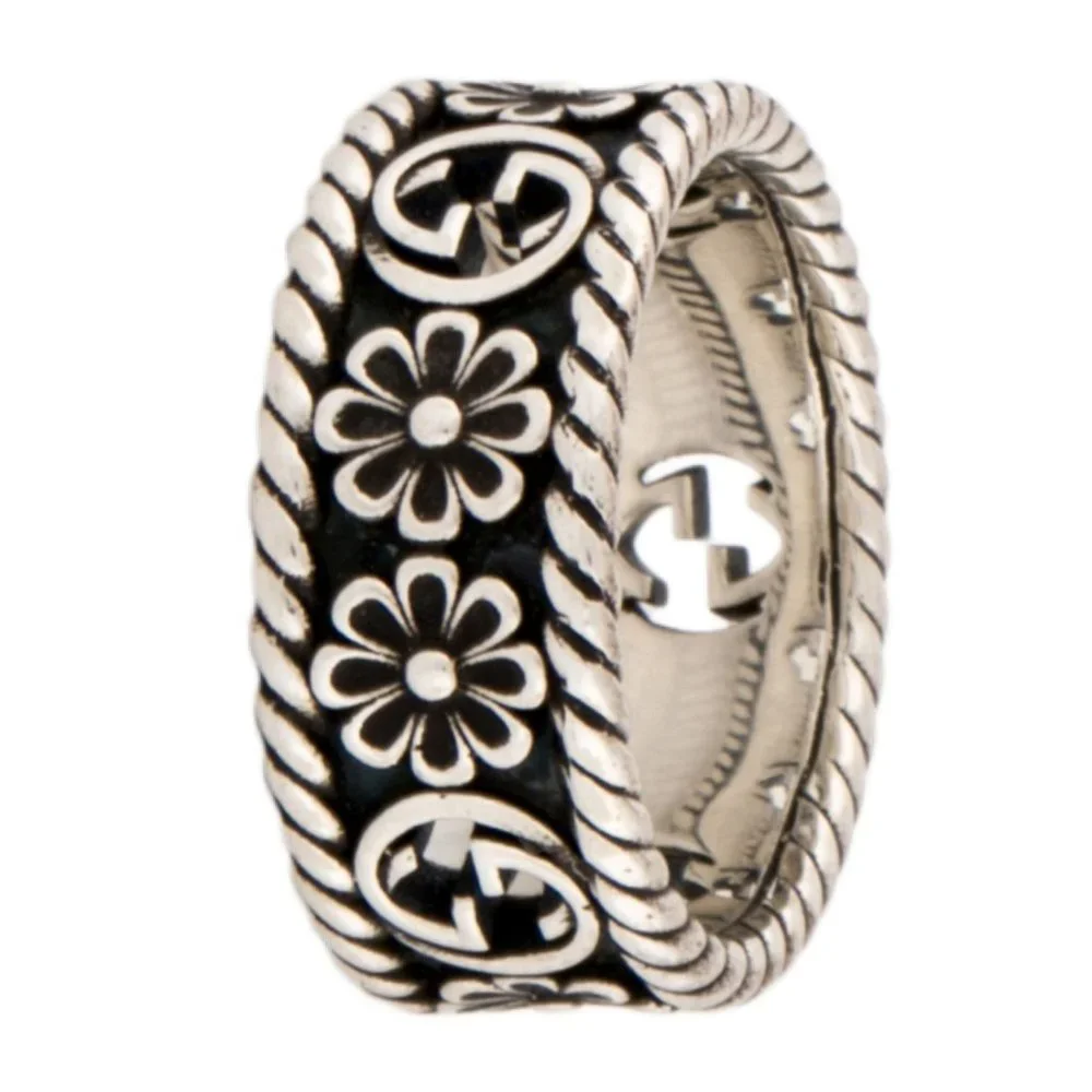 GUCCI STERLING SILVER 925 MADE IN ITALY INTERLOCKING G BAND RING - Picture 5 of 8